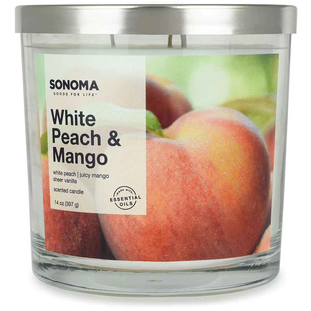Sonoma Goods For Life® White Peach & Mango 14-oz. 3-Wick Candle Jar 1 Sonoma Goods For Life® White Peach & Mango 14-oz. 3-Wick Candle Jar