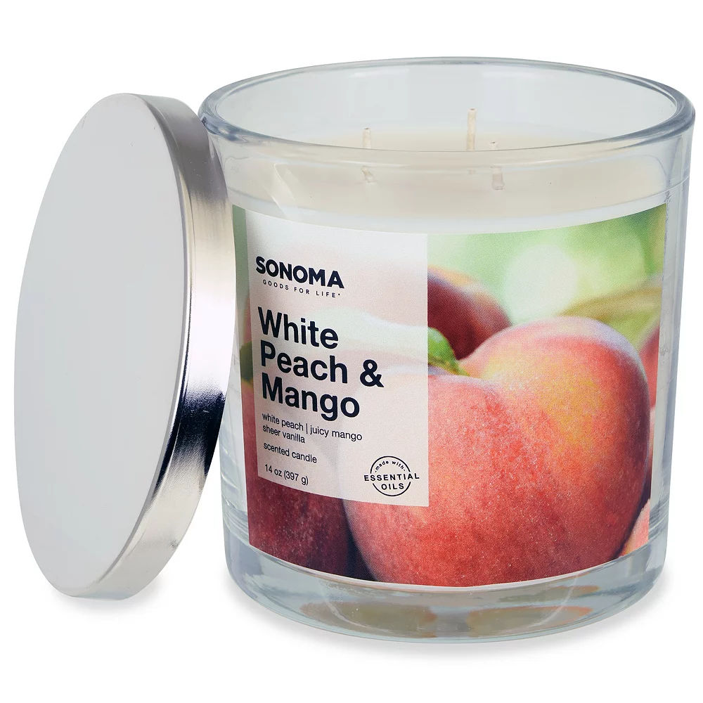 Sonoma Goods For Life® White Peach & Mango 14-oz. 3-Wick Candle Jar 2 Sonoma Goods For Life® White Peach & Mango 14-oz. 3-Wick Candle Jar - Image 2