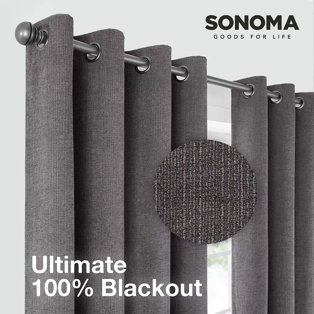 Sonoma Goods For Life® Ultimate Performance Distressed Chenille 100% Blackout 2-pk Curtain 3 Sonoma Goods For Life® Ultimate Performance Distressed Chenille 100% Blackout 2-pk Curtain - Image 3
