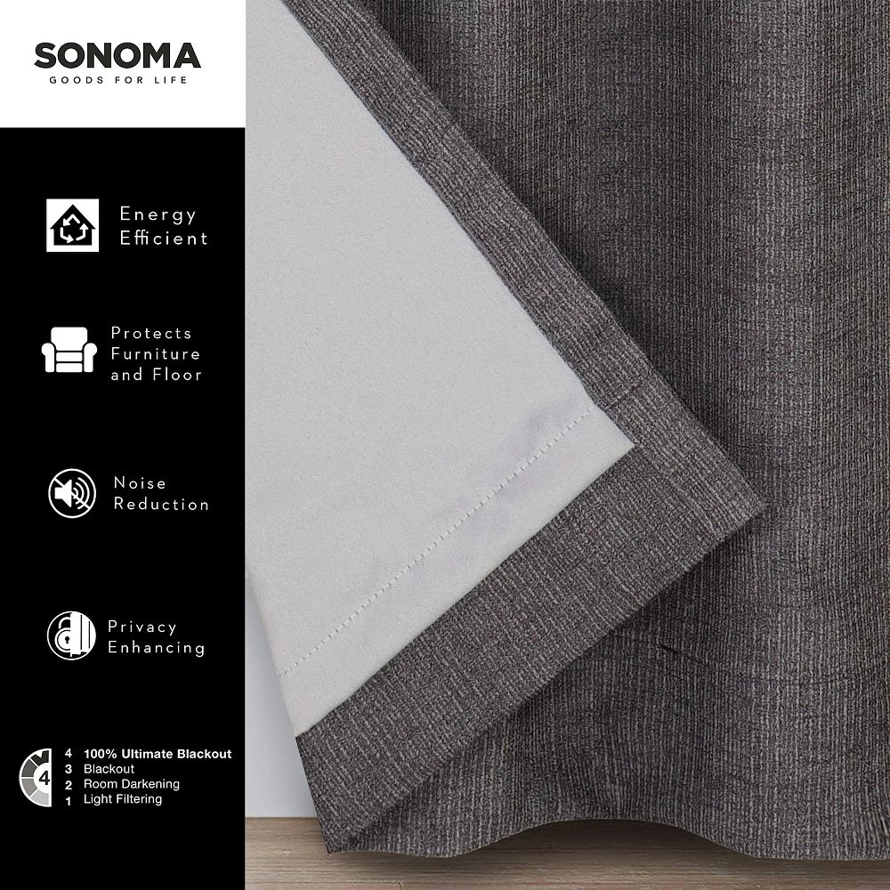 Sonoma Goods For Life® Ultimate Performance Distressed Chenille 100% Blackout 2-pk Curtain 4 Sonoma Goods For Life® Ultimate Performance Distressed Chenille 100% Blackout 2-pk Curtain - Image 4