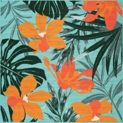 Sonoma Goods For Life® Indoor/Outdoor Aqua Tropical Floral Rug -Sonoma Goods For Life Home 5864808 ALT2