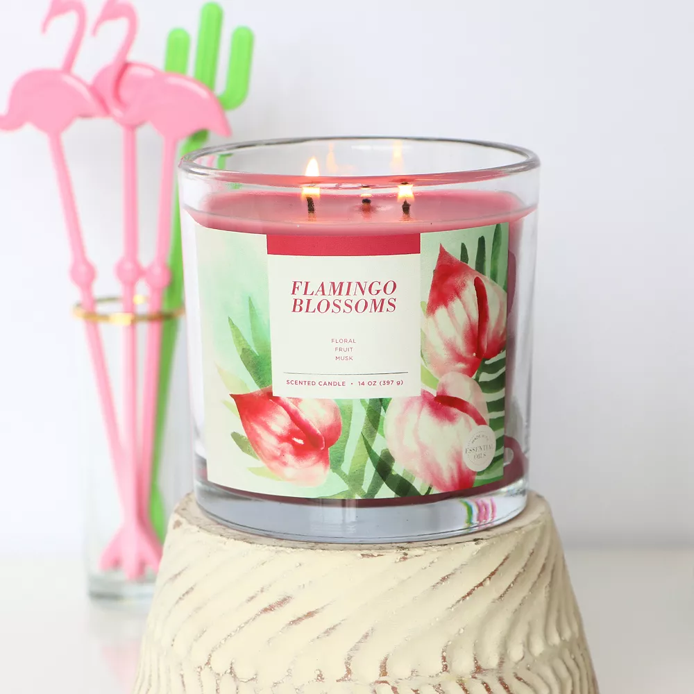 Sonoma Goods For Life® Flamingo Blooms 14-oz. Candle Jar 2 Sonoma Goods For Life® Flamingo Blooms 14-oz. Candle Jar - Image 2