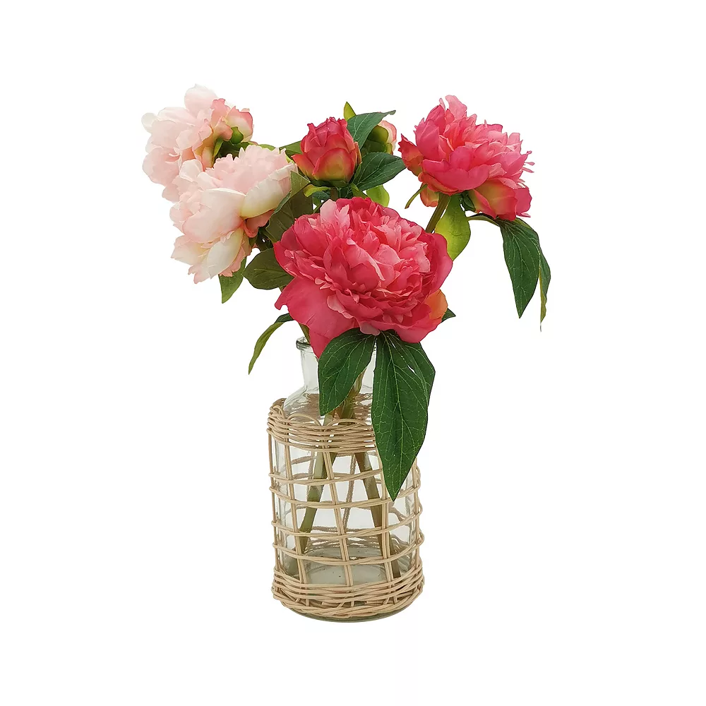 Sonoma Goods For Life® Artificial Pink Floral Rattan Vase Table Decor 2 Sonoma Goods For Life® Artificial Pink Floral Rattan Vase Table Decor - Image 2