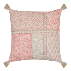 Sonoma Goods For Life® Coral & Tan Block Print Ultimate Feather Fill Throw Pillow